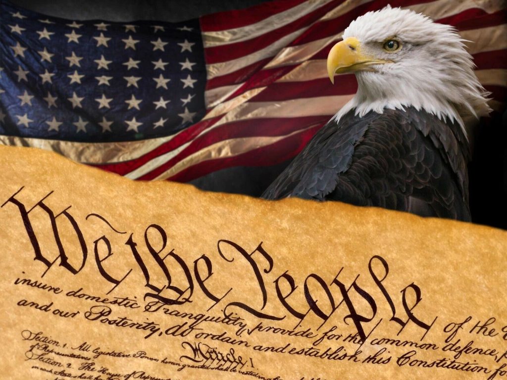 We the People Unites States Constitution American Flag Bald Eagle Photo Poster